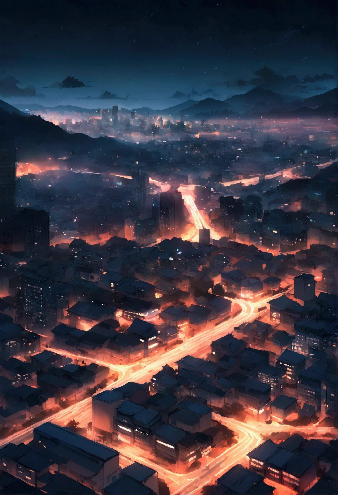 Japan, city, night, landscape