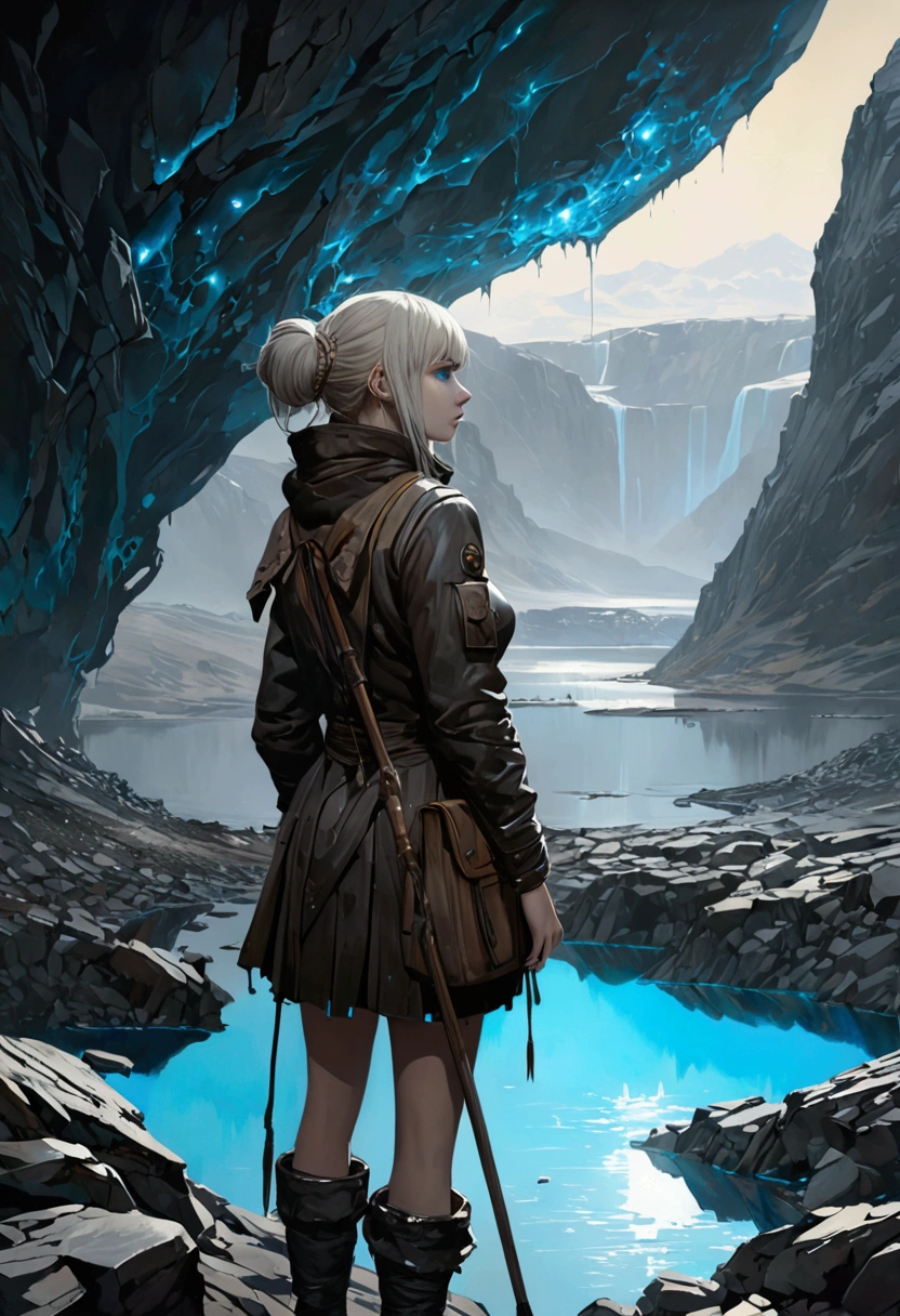Siberia,Strange,make up,Heterochromia,Intricate details,elegant,8K resolution,Realistic rendering,(Ashley Wood Style:1.2),(Nick Vicesi Style:0.6), Chemiluminescence,1 girl,landscape, water, (Extremely detailed CG unity 8k wallpaper), The most beautiful works of art in the world, Professional Majestic Oil Painting, complex, High Detail, Clear focus, dramatic, Realistic Art