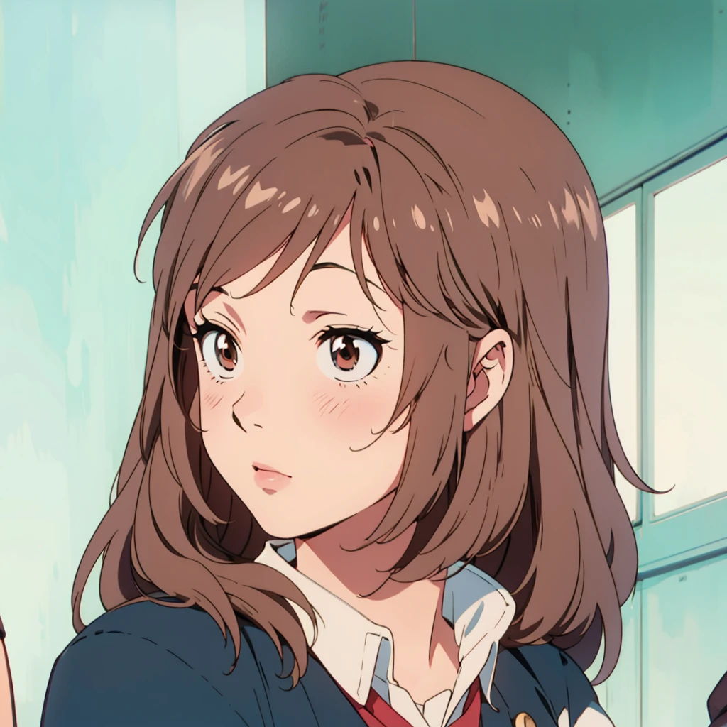 Anime girl, brown hair, brown eyes