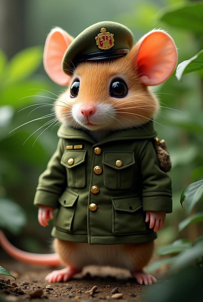 A mouse wearing a military uniform