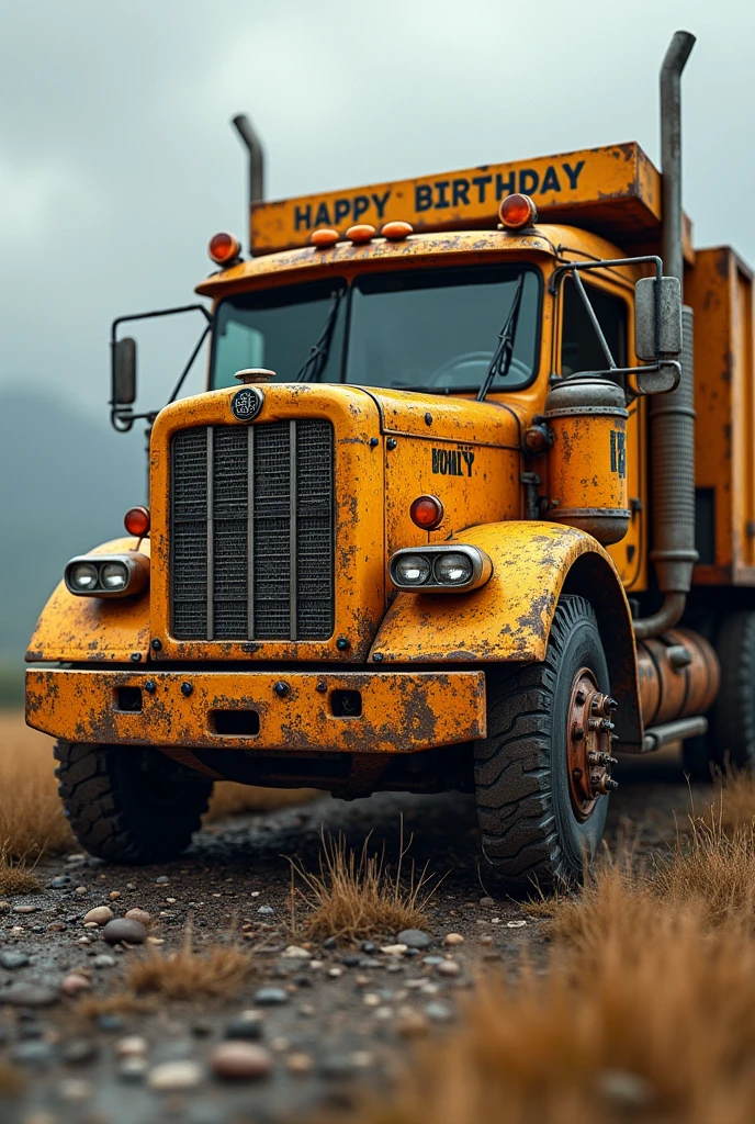 TEXT made in the form of trucks - "Happy birthday Irina" (intricate details, (incredibly detailed), high detail, ultra-detailed), (hyperdetailed), (soft focus:1.1), absurdres, (hires textures), (4k), (masterpiece, best quality)