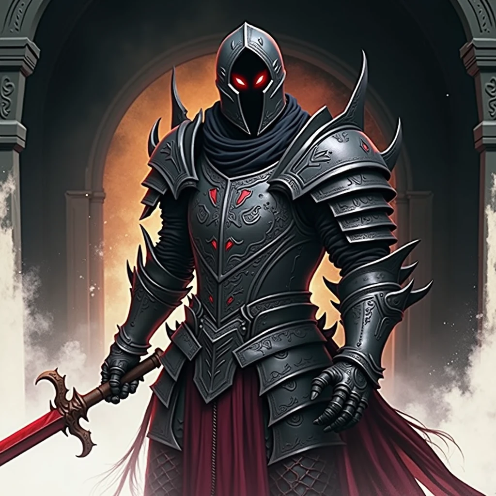 knight with a sword in his hand, evil knight, blood knight, Lord of Ash, dark warrior, armored warrior, Gothic Knight, Knight of the Undead, dark souls art style, fantasy knight, The Scary Knight, dark souls knight, Fantasy Warrior, Ares in heavy armor and sword, dark souls art, dark armor, the dark souls knight