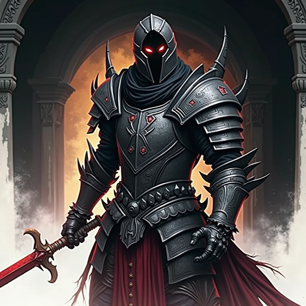 knight with a sword in his hand, evil knight, blood knight, Lord of Ash, dark warrior, armored warrior, Gothic Knight, Knight of the Undead, dark souls art style, fantasy knight, The Scary Knight, dark souls knight, Fantasy Warrior, Ares in heavy armor and sword, dark souls art, dark armor, the dark souls knight 