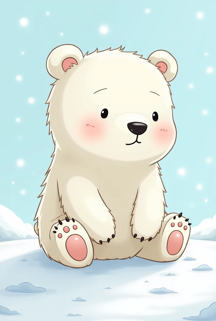 Make an anime-like teenage polar bear "drawn"