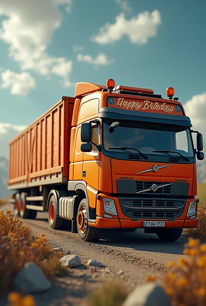 TEXT made in the form of trucks - "Happy birthday Irina" (intricate details, (incredibly detailed), high detail, ultra-detailed), (hyperdetailed), (soft focus:1.1), absurdres, (hires textures), (4k), (masterpiece, best quality)