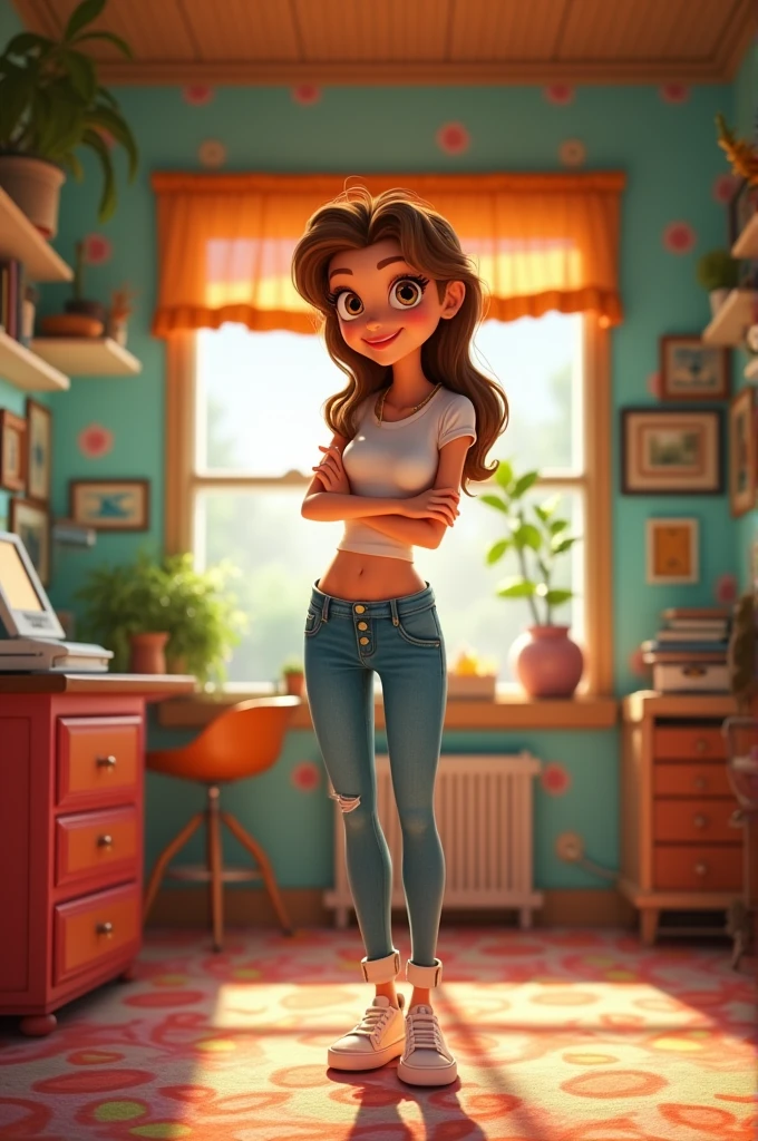 Animated woman standing in the room
