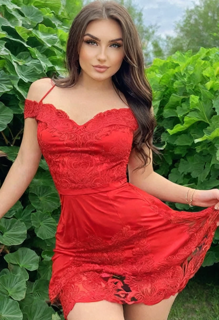 ((Best high quality:1.2)), (8k), extremely detailed, ((High detail:1.2)), (HotLexi woman), Solo, ((24 years old pretty Ukrainian female:1.4)), (tight and short dress),
