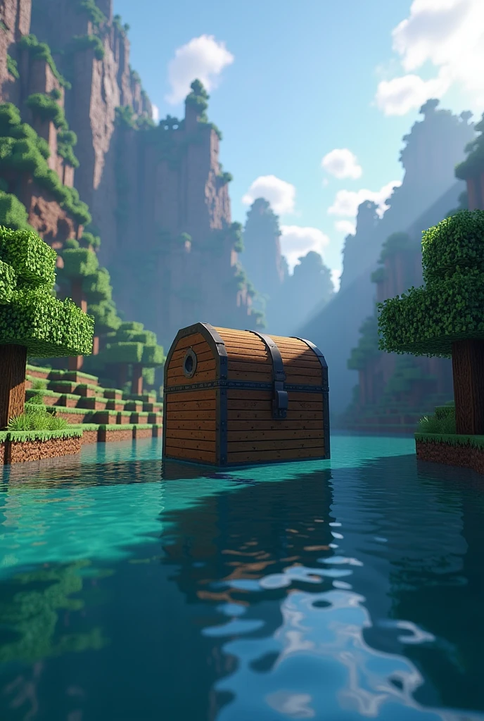 create a gigantic chest in the middle of the minecraft river
