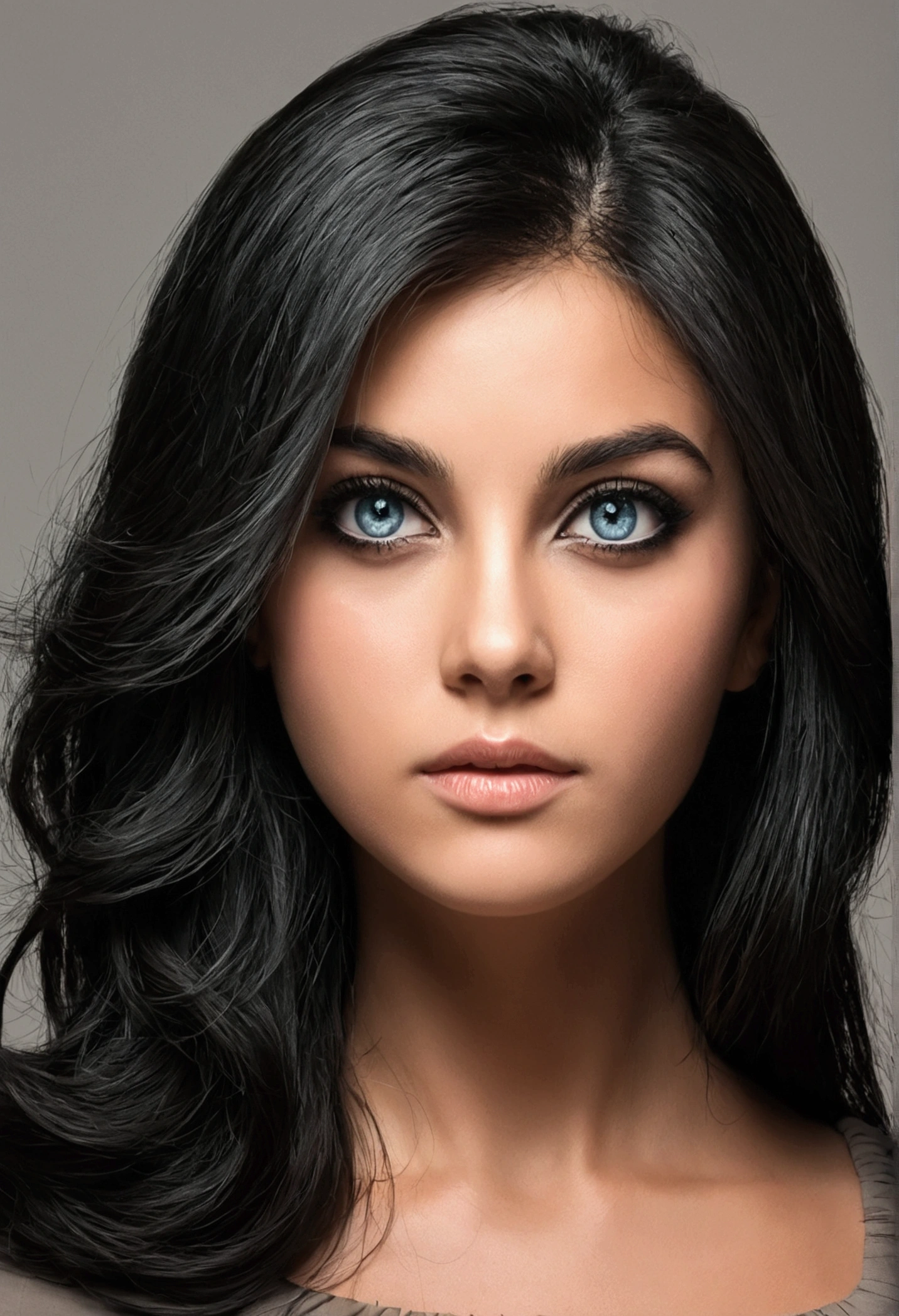 meilleure qualité,  (réaliste:1.2), 1 fille, Cheveux noir, les yeux sont bruns,devant, visage détaillé, Des yeux magnifiques, 4k
