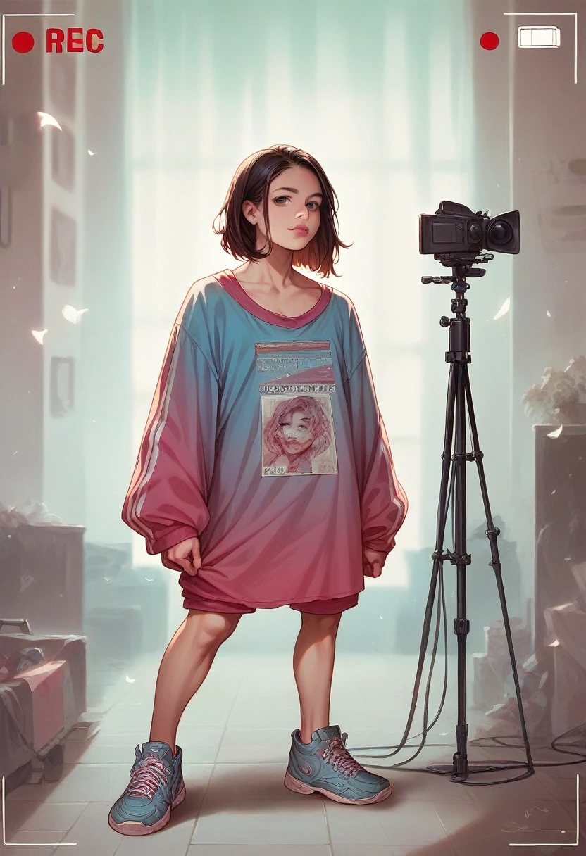 a rapaz dressed in oversized designer clothes, wearing streetwear sneakers, recording music in a music studio, detailed face, detailed clothing, intricate background, cinematic lighting, vibrant colors, high quality, photorealistic, 8k, masterpiece