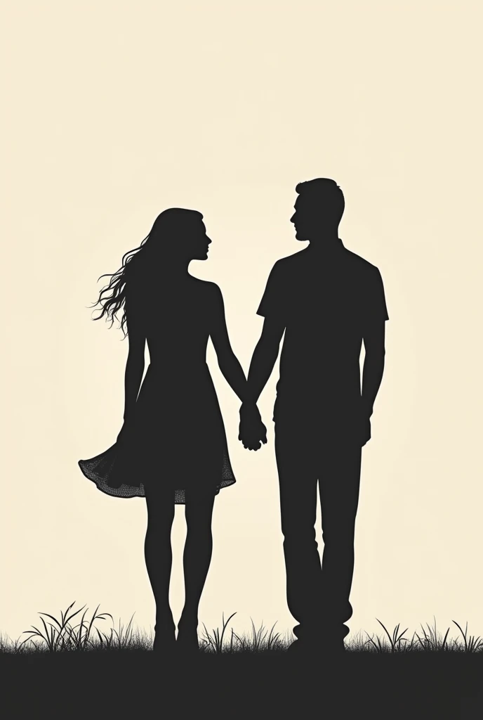make a silhouette of parents holding hands with their son minimalist for tattoo template