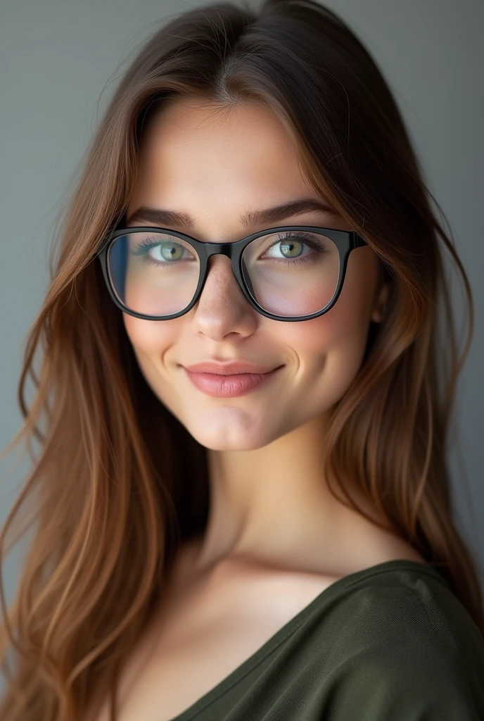 medium low, body without elevations, new. Half brown hair, glasses