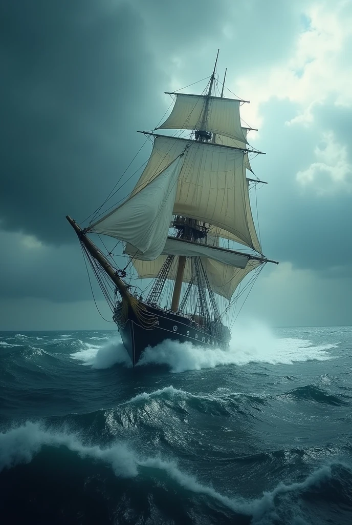 The ship is spinning in a hurricane,(((UHD, masterpiece, accurate, high details, highres, 16k)), best quality, super detail