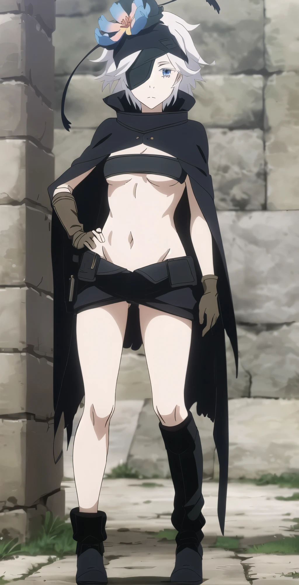 spiky hair, solo female,light brown military uniform, detective hat, medium breasts, cape, brown hair, cowboy shot,