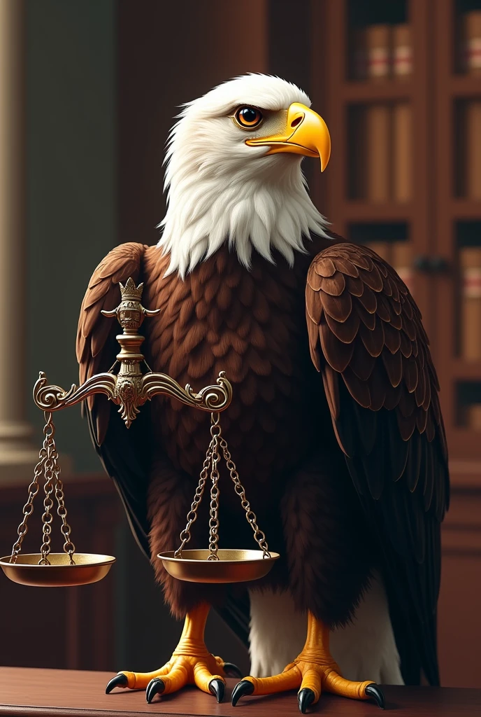 Eagle mascot for law profession holding a scale
