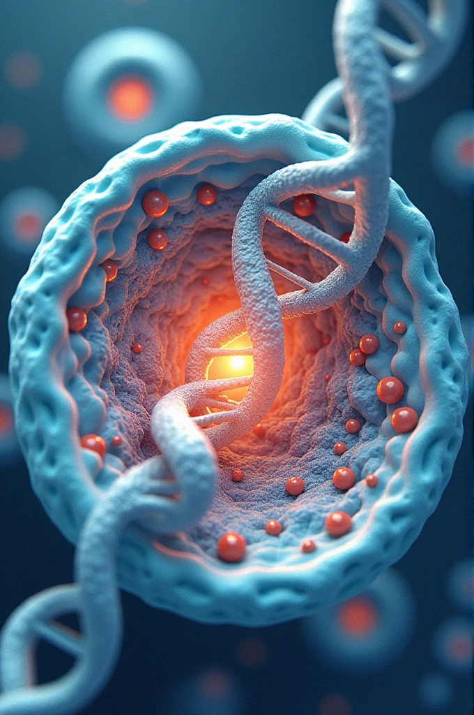 electron microscope photography, eukaryotic cell, dna, minimalistic, villany, tessellation