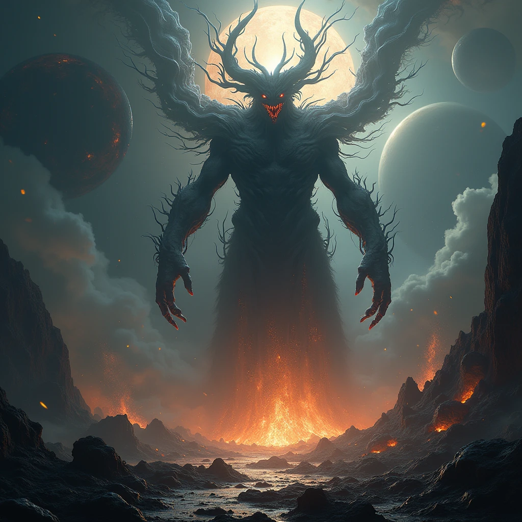 A scary being destroying worlds
