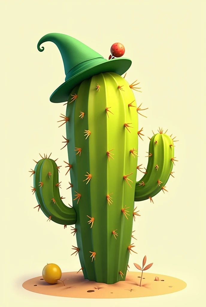 Yellow cactus with green hat