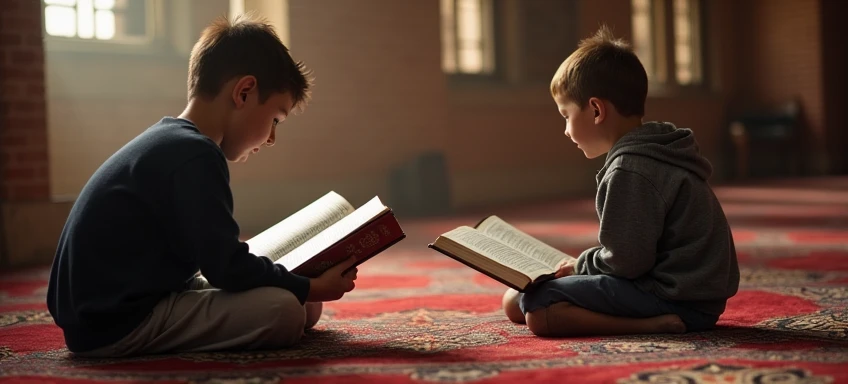 Alot of kids wemens and mens reading holy quran image