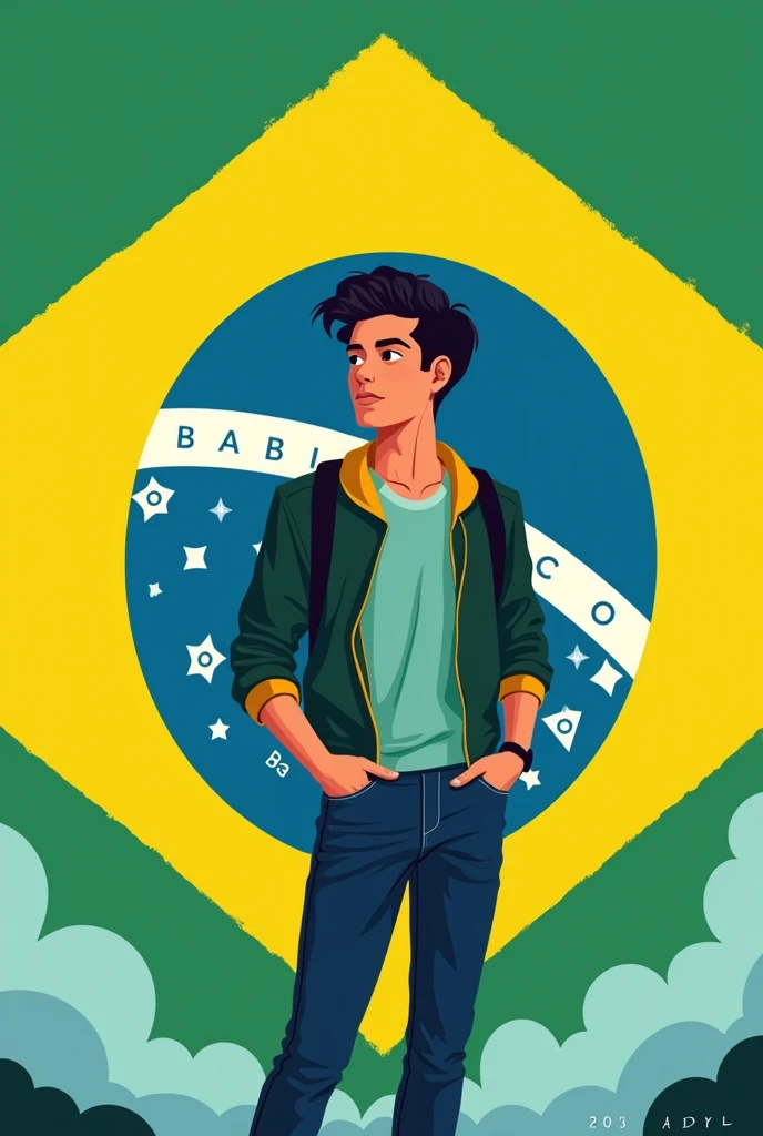 Create a symbol of a political party based on the Brazilian flag that represents the student