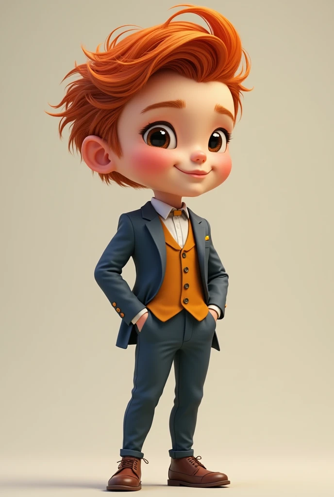 Cute little red hair braided boy with big ass in a suit tights