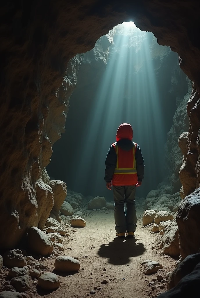 Jeff Larson pees himself inside the cave.