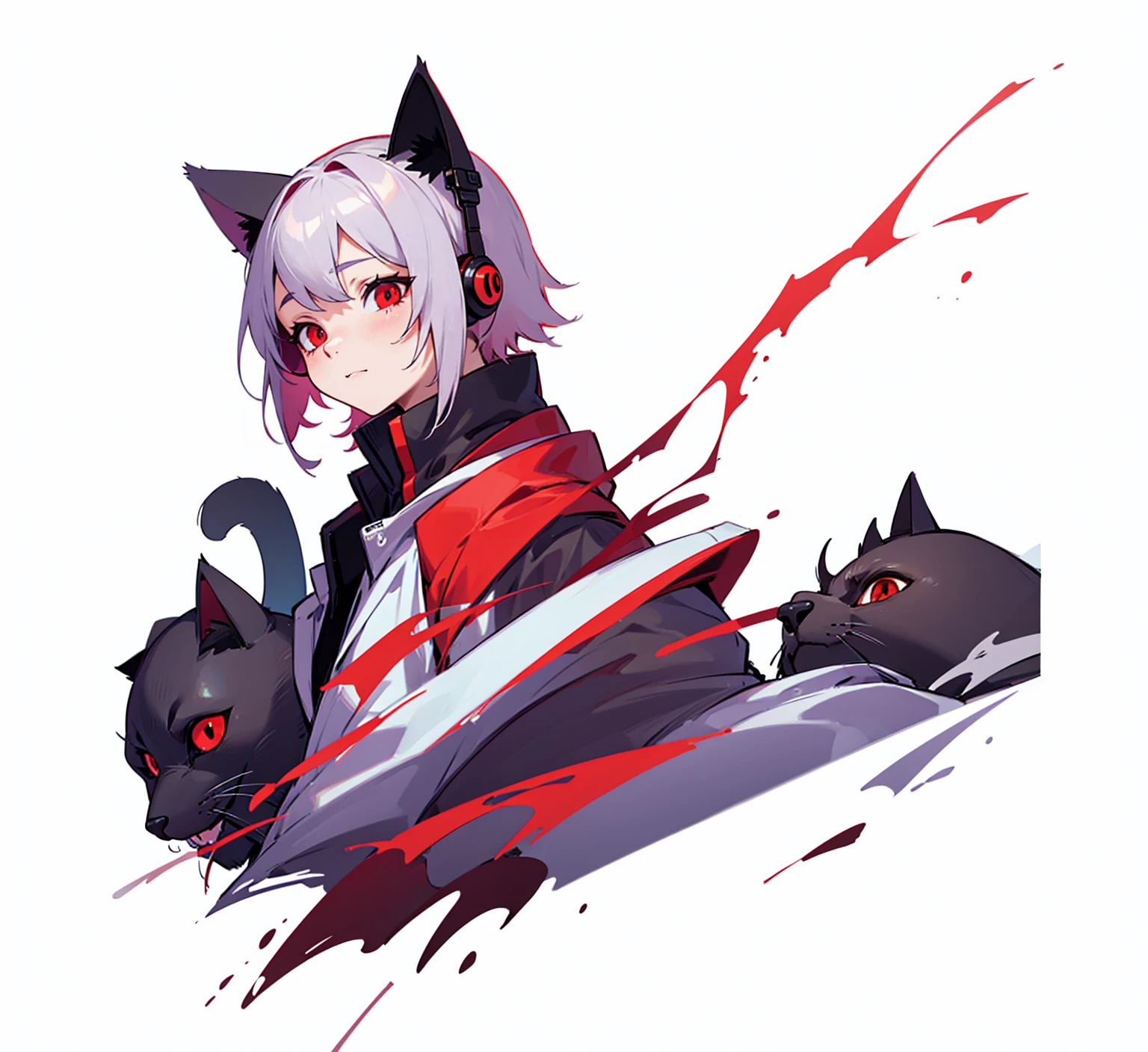 red eyes and cat headset