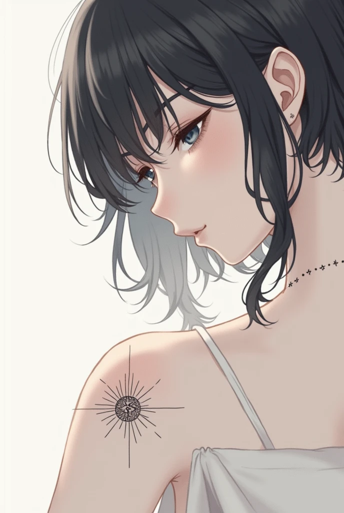 A small tattoo with a design that represents the morning star