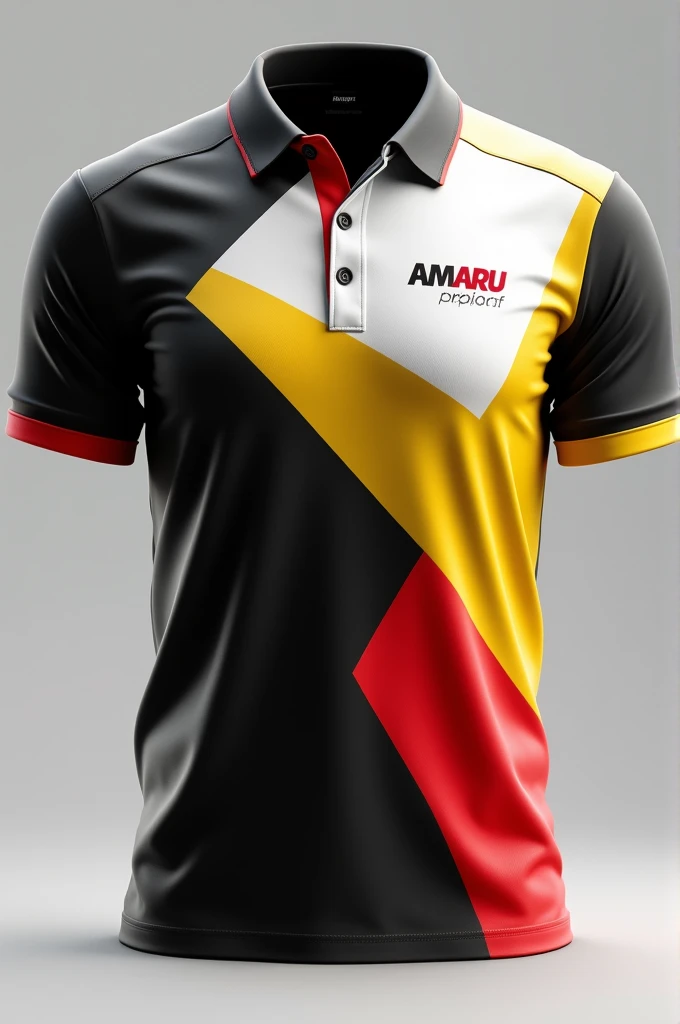 AMARU SPORT sports polo shirt in black, white, yellow, red