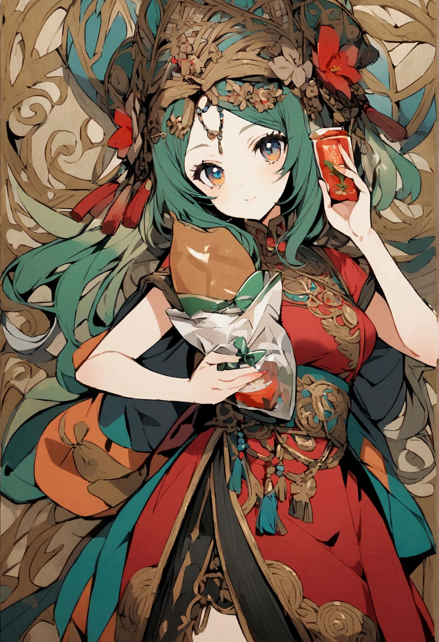 girl holding Soja sauce package in fish shape.