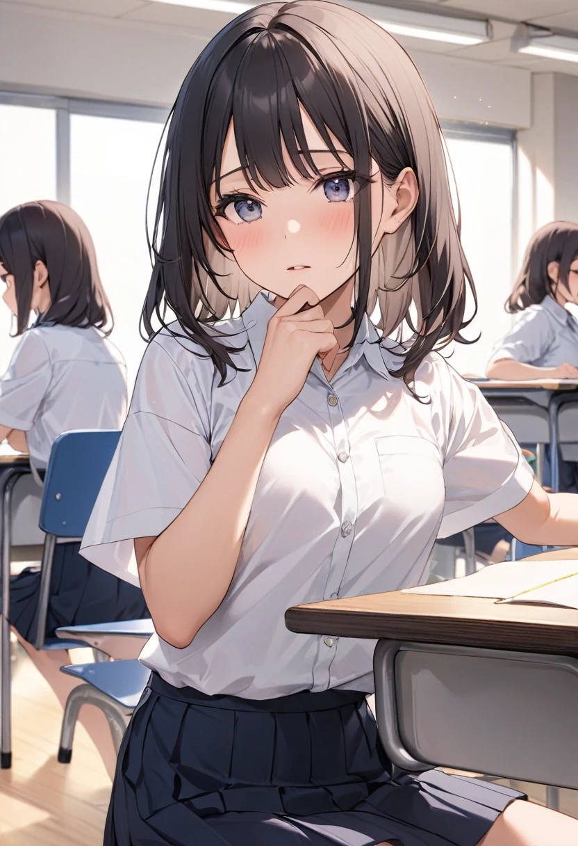 A quiet-looking girl is in class、I was masturbating listlessly.