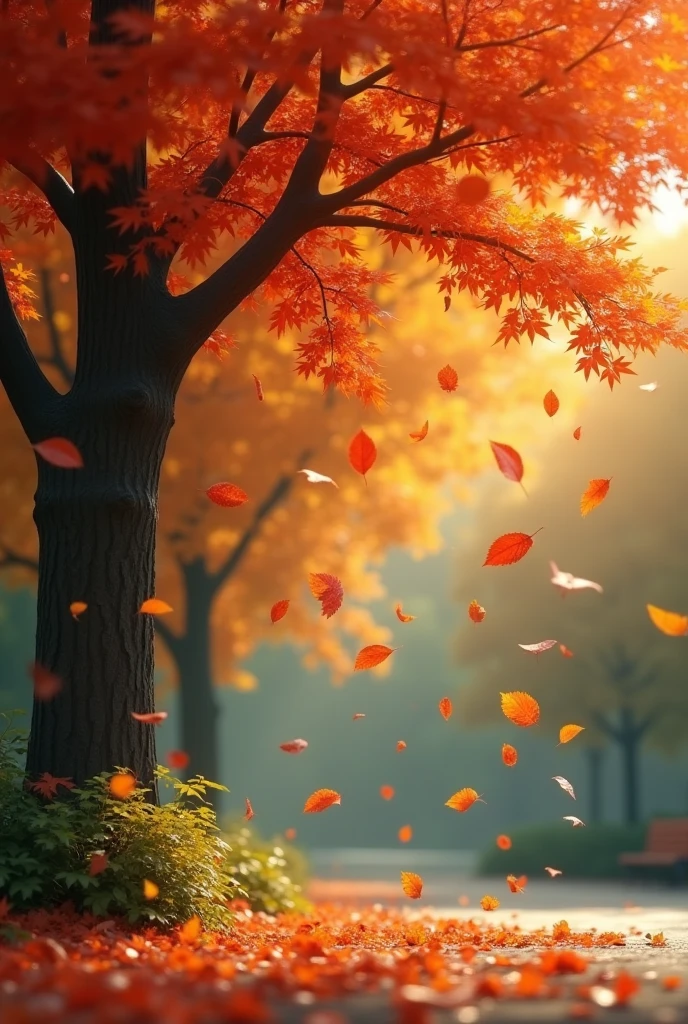 Photo of leaves falling from tree
