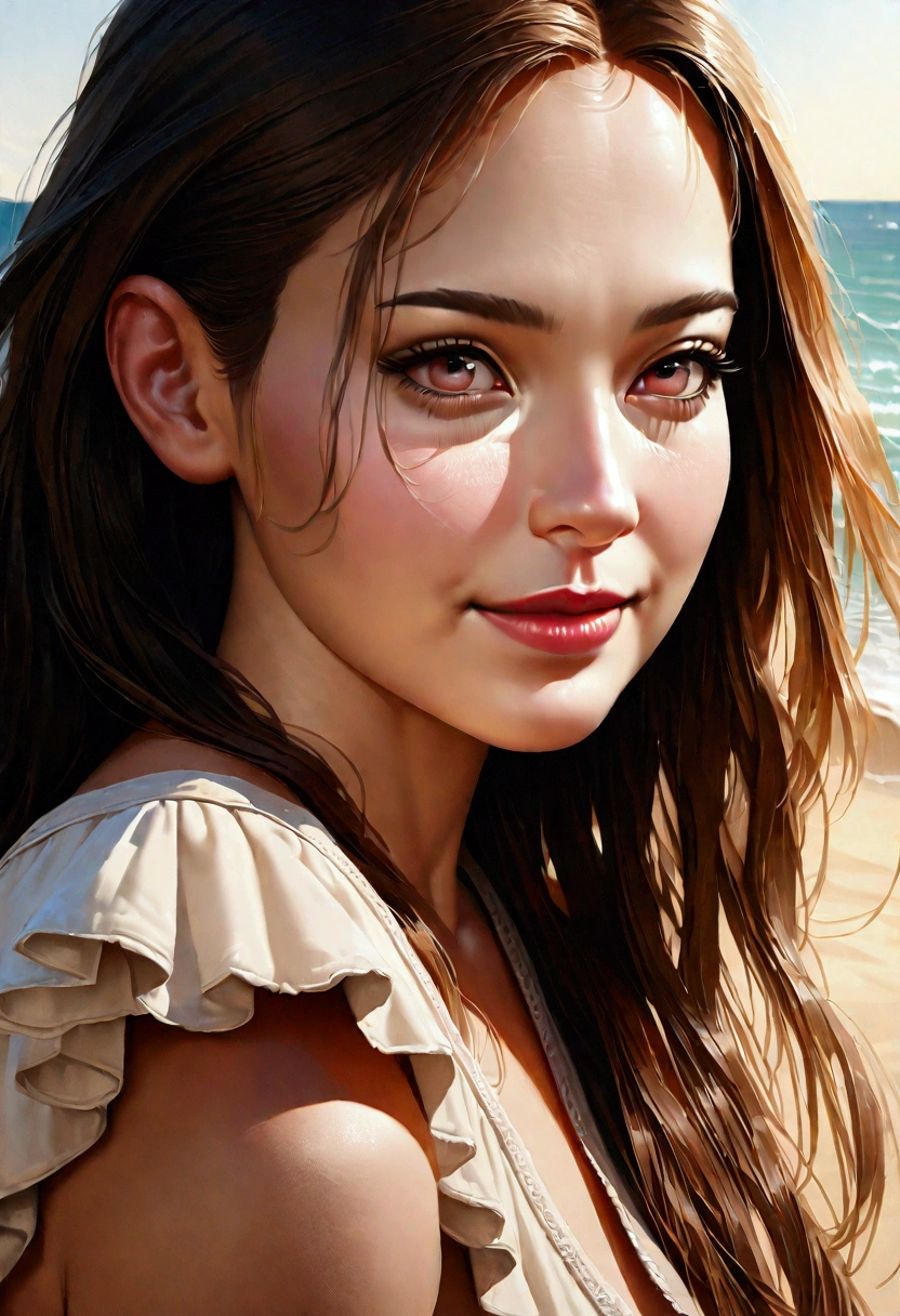 ((Best Quality, 8K, Masterpiece: 1.3)), Sharp Focus: 1.2, A Beautiful Woman with Perfect Figure: 1.4, Slim Abs: 1.2, (Layered Hairstyle,: 1.2)), (Wet White Button Long Shirt: 1.3), Rain: 1.3, Street: 1.2, Wet Body: 1.1, Highly Detailed Face and Skin Texture, Detailed Eyes, Double Eyelids, Big Breasts, Smile,