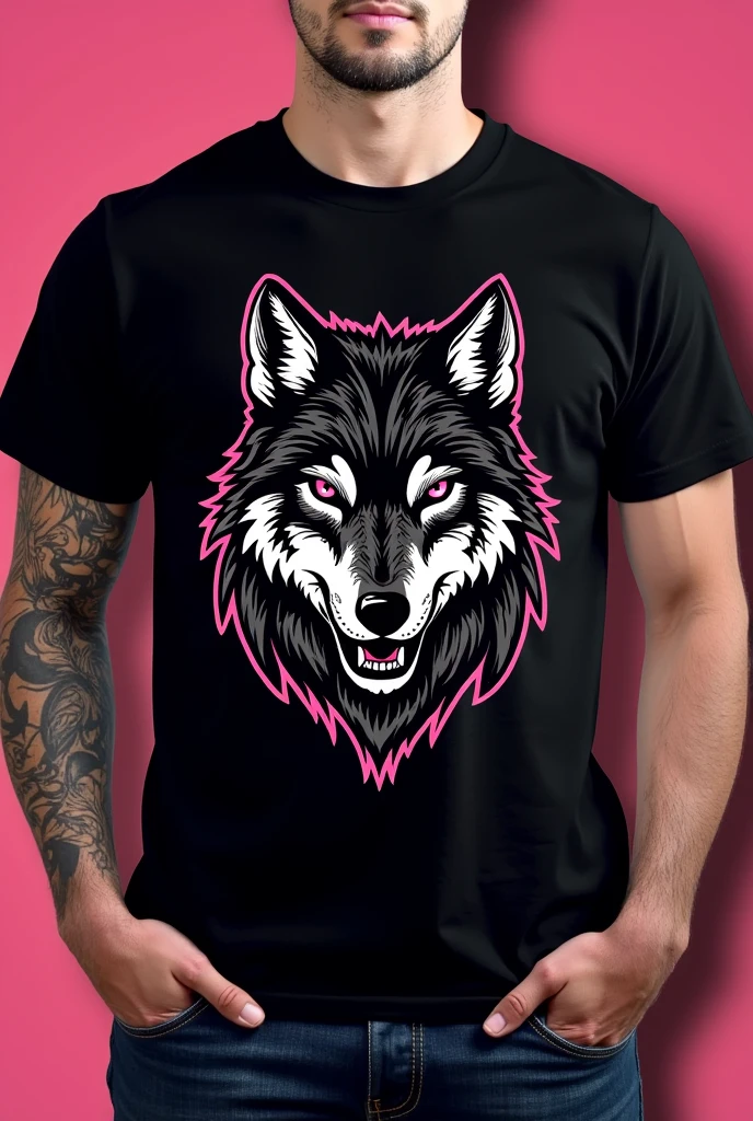 Create a T-Shirt for My Third High School, the animal chosen to represent us is the wolf use this in the t-shirt design, You can leave it black and use pink details.