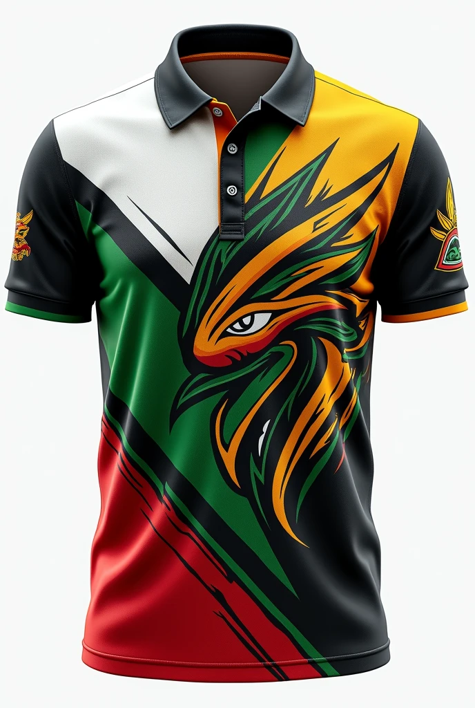AMARU SPORT Sports Polo color, white,  black green, yellow, Red Native design the back 