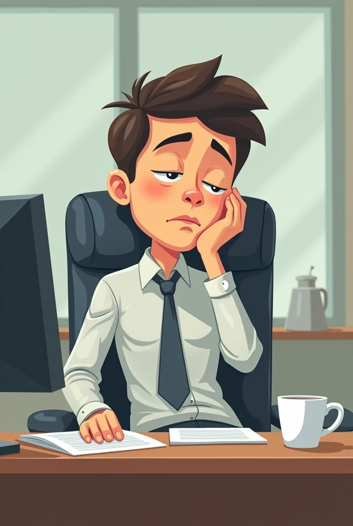 Generate an funny image of a cartoon who is lazy to reply to emails and make it kind of professional and not funky and loud, maybe making him like a student "make the student lazy to reply" make him lazyyyyy and sleepy