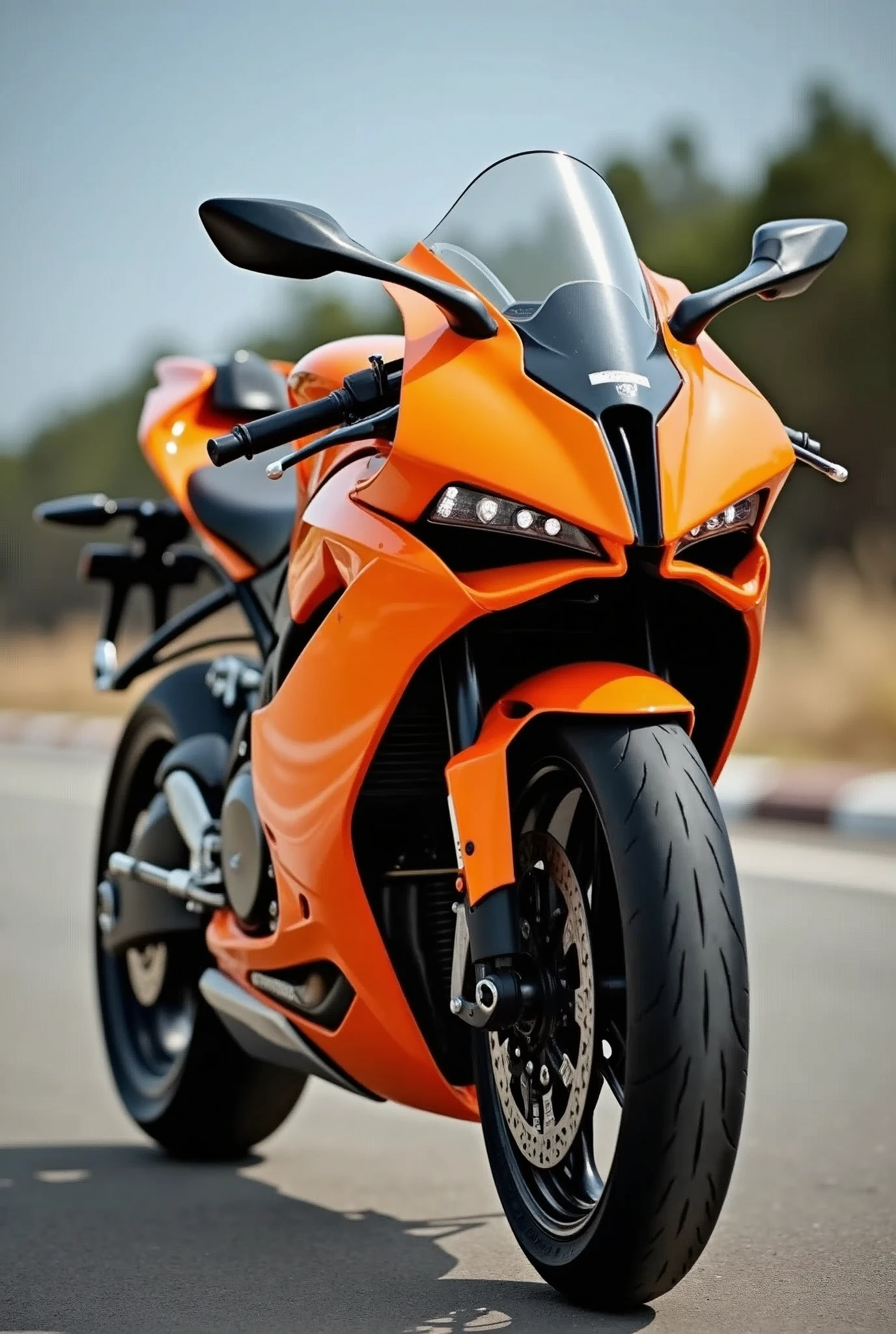 An orange motorcycle 