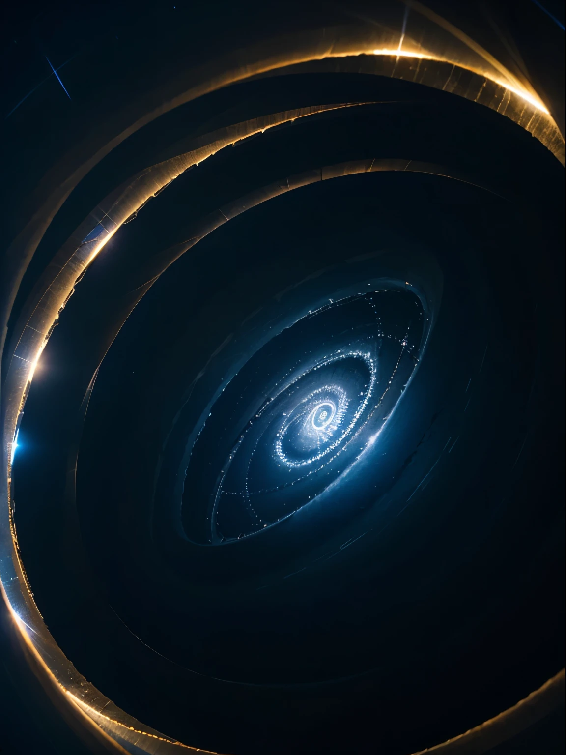 the dark blue sky creates a spiral vortex of light