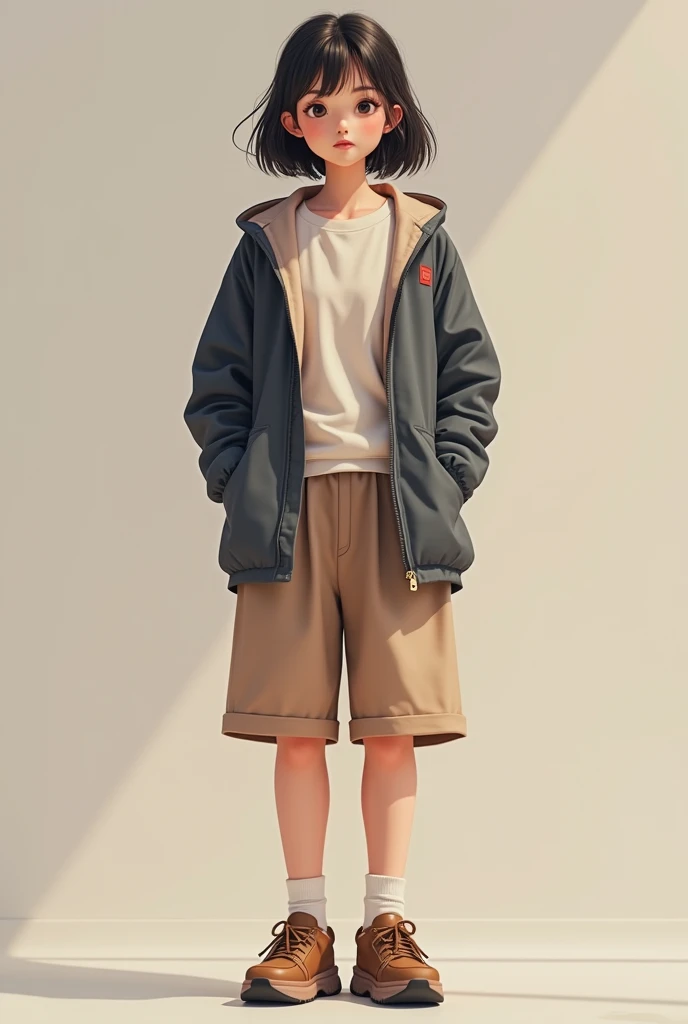 make me a 12 year old chinese girl, full body image with chinese student clothes


