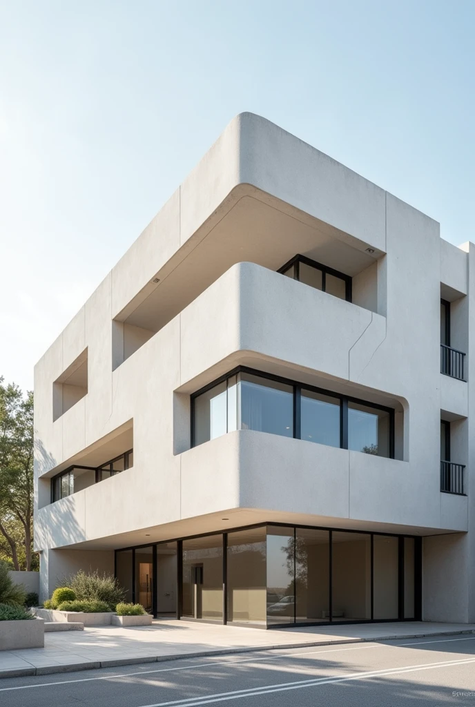 Facade for a building with minimalist architectural styles