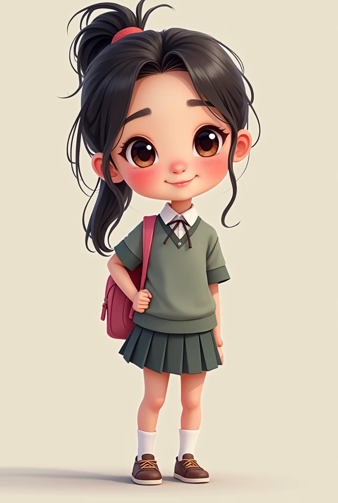 make me a 12 year old chinese girl, full body image with chinese student clothes. in cartoon style, NOTHING REALISTIC ABOUT SCHOOL CLOTHES]



