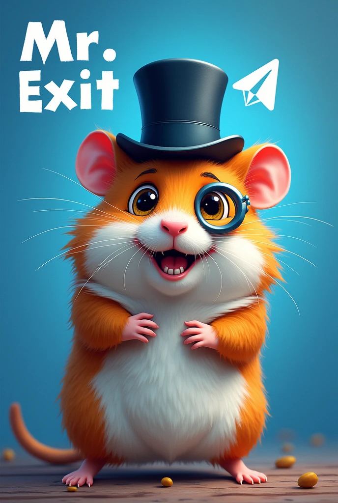 I want telegram logo Mr Exit Hamster theme and Highlight the Mr Exit 