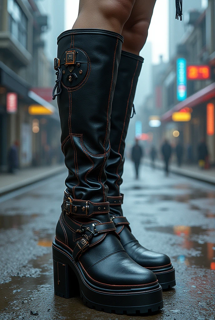 Fashion desing large boots cyberpunk inspired