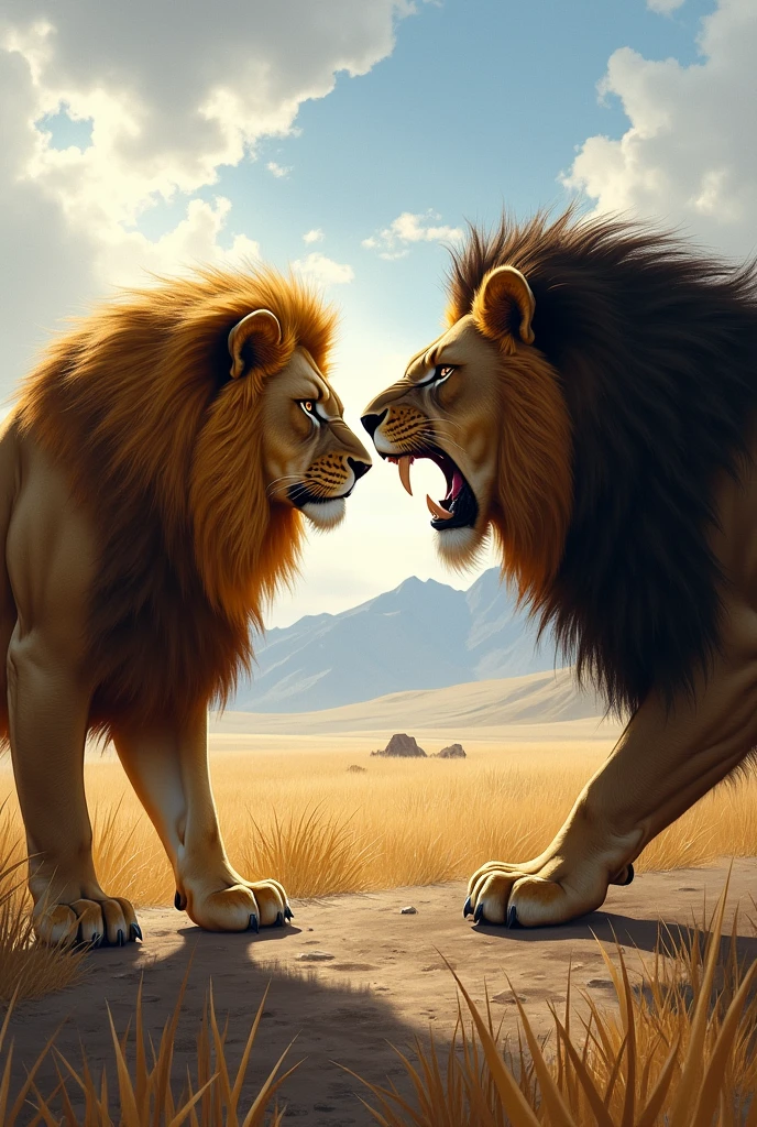 The good lion faces the bad lion 