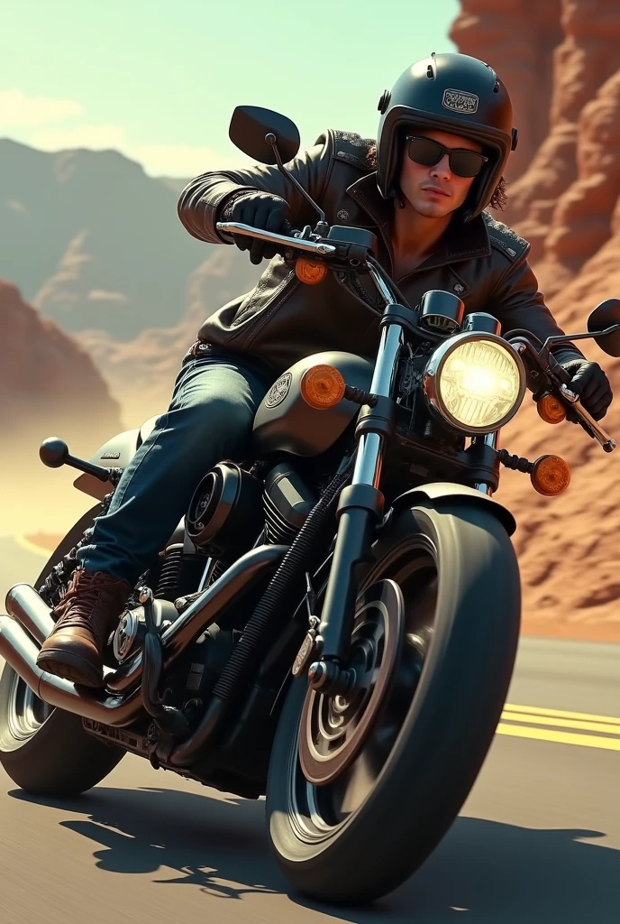 Motorcycle character riding a bike
