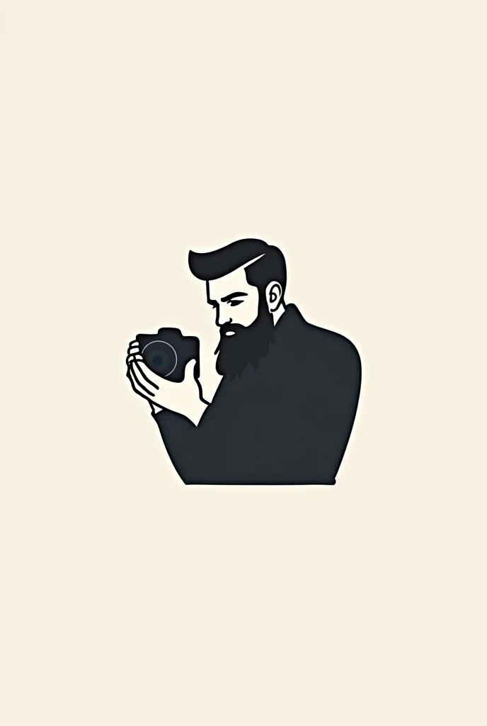 Create a logo. Company name: Mr.Photowerk. The logo should reflect photography. Build a man with a beard and a camera into the logo. Font Modern.