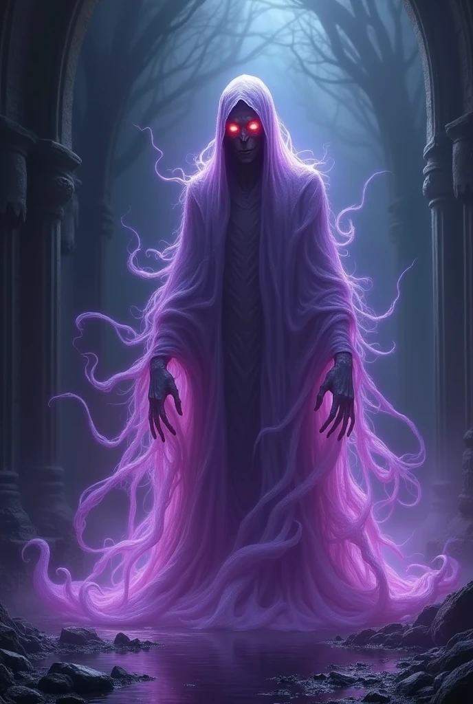 Purple specter with red glowing eyes