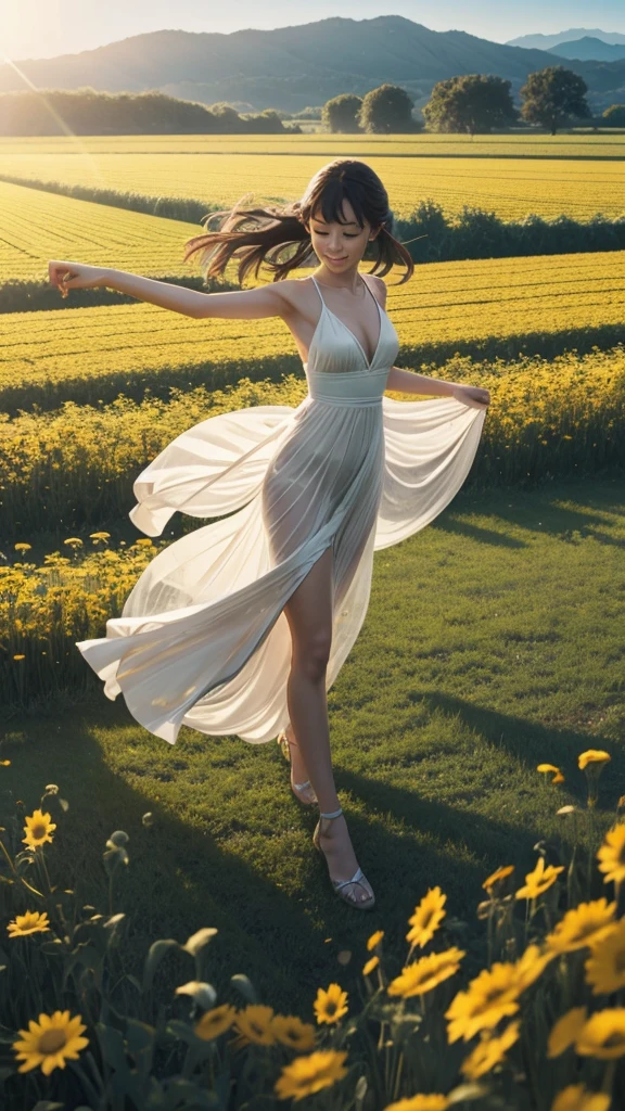 A leave dancing with another leave. Fields,