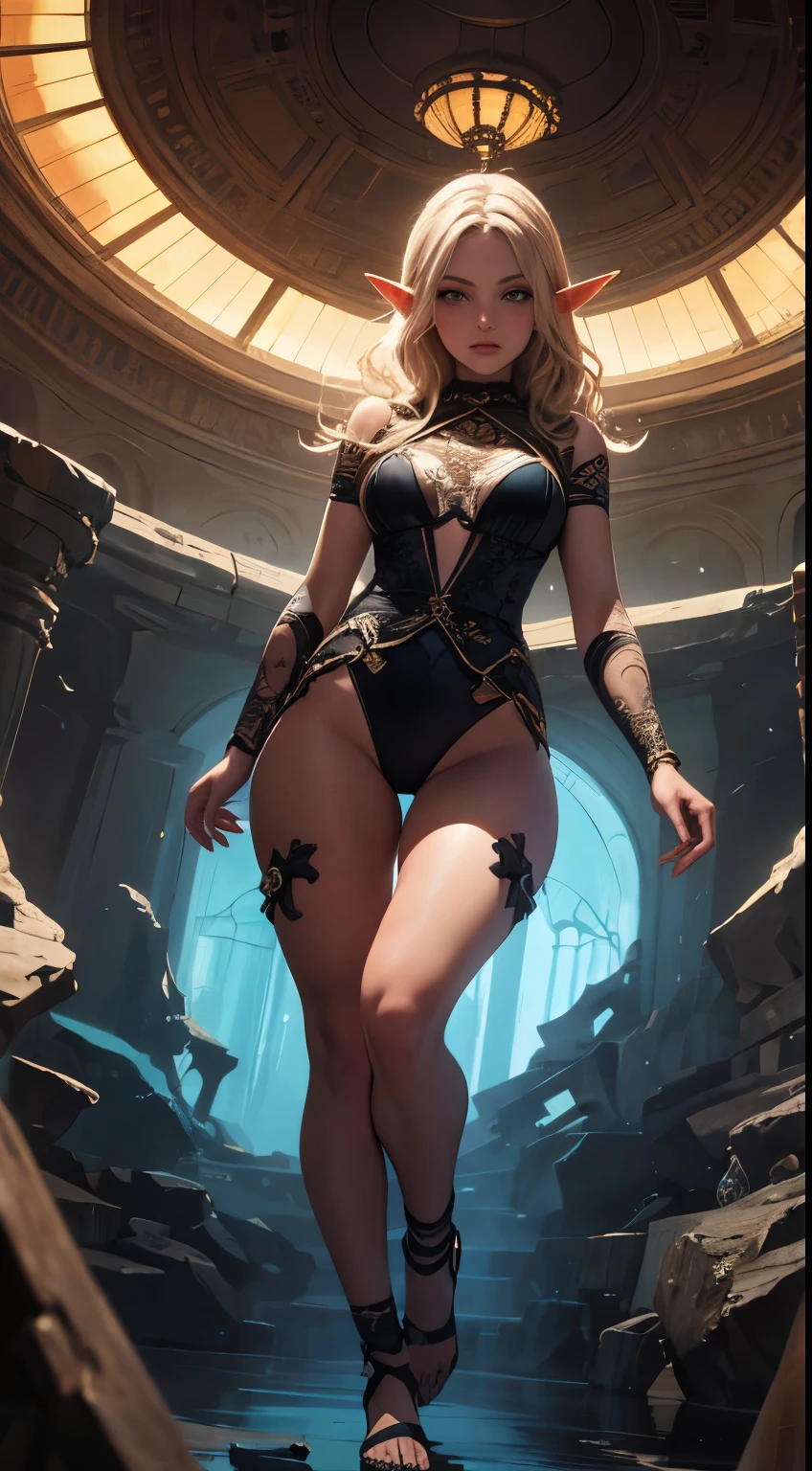 arafed dominatrix woman in lingerie posing, 2b, 2 b, lascivious pose, sinister pose, dominant pose, lacivious pose, sexy dominant pose, fantasy outfit, goth cybersuit, 3 d render, art by sakimichan