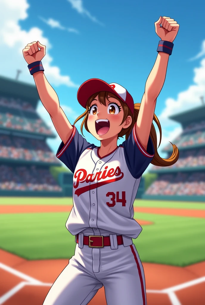 Baseball girl cheering